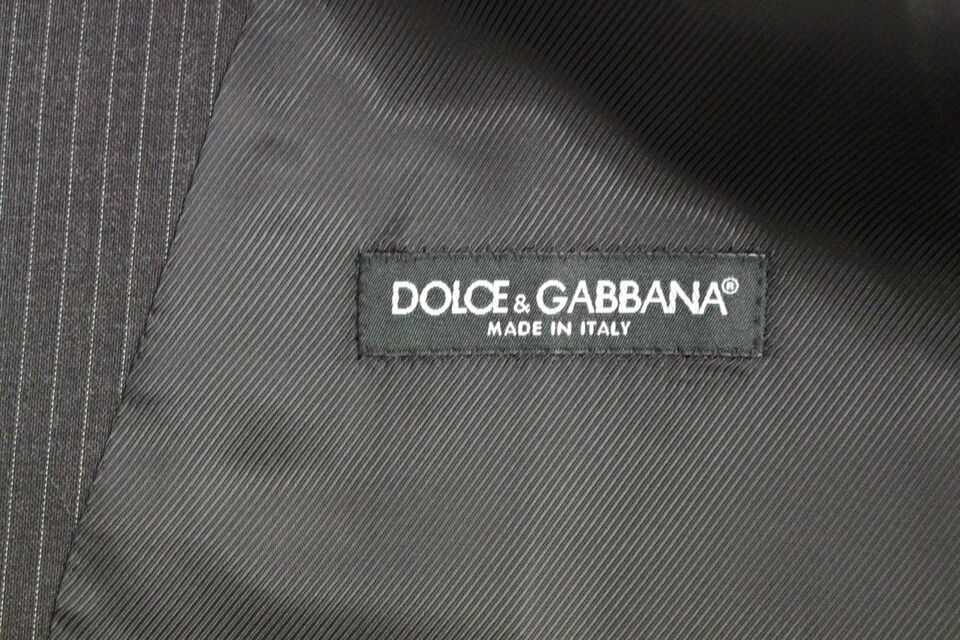 Dolce & Gabbana 회색 줄무늬 양모 싱글 가슴 조끼