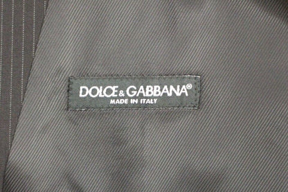 Dolce & Gabbana 블랙 스트라이프 양모 싱글 가슴 조끼