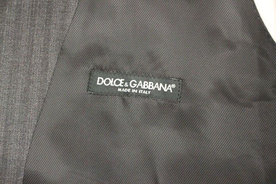 Dolce & Gabbana 회색 줄무늬 양모 싱글 가슴 조끼