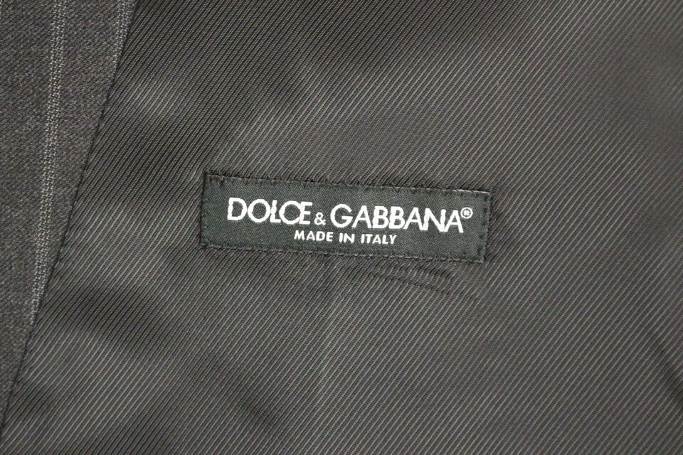 Dolce & Gabbana 회색 줄무늬 양모 로고 조끼 Gilet Weste