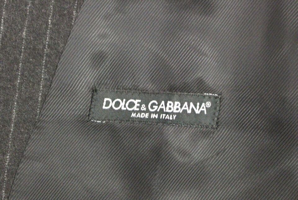 Dolce & Gabbana 회색 줄무늬 양모 로고 조끼 길렛 조끼