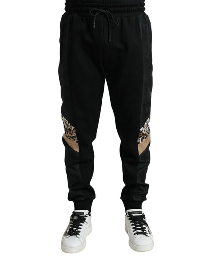 Dolce & Gabbana Elegant Black Leopard Jogger Pants