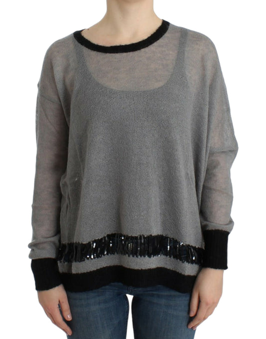 Verzierter asymmetrischer Pullover von Costume National in Grau