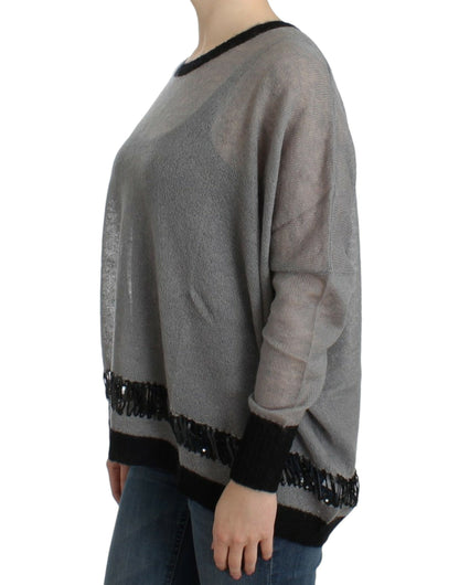 Verzierter asymmetrischer Pullover von Costume National in Grau