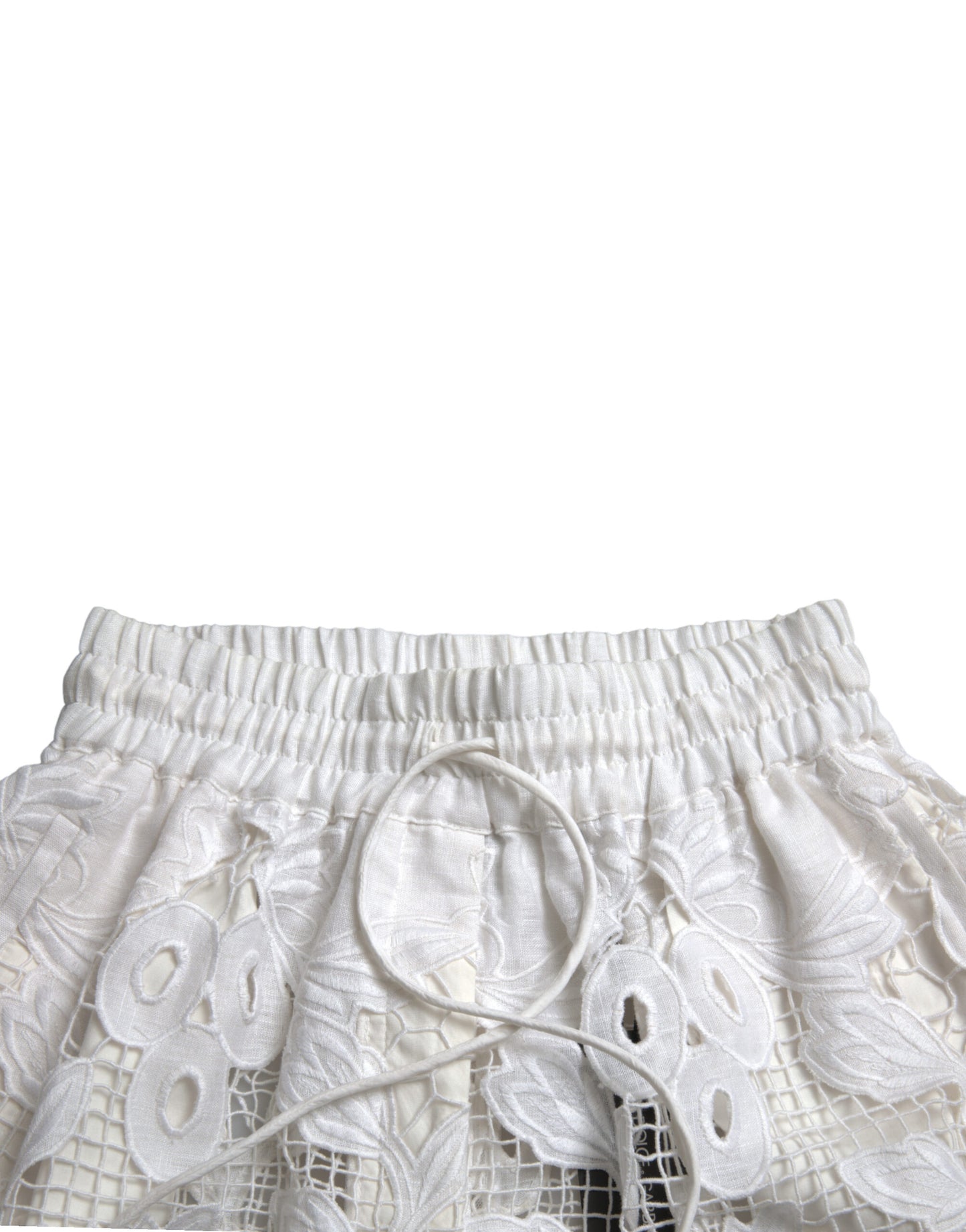 Dolce & Gabbana Chic High-Waisted Lace Shorts in Pure White