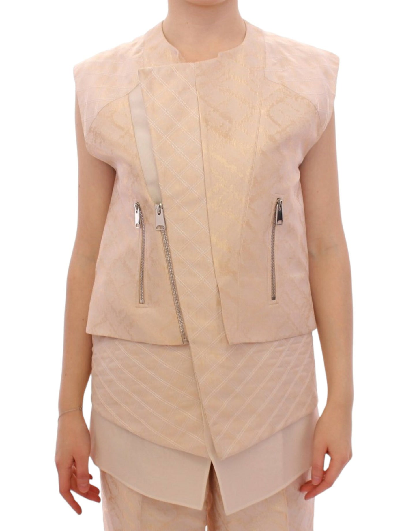 Zeyneptosun Beige Brocade Sleeveless 재킷