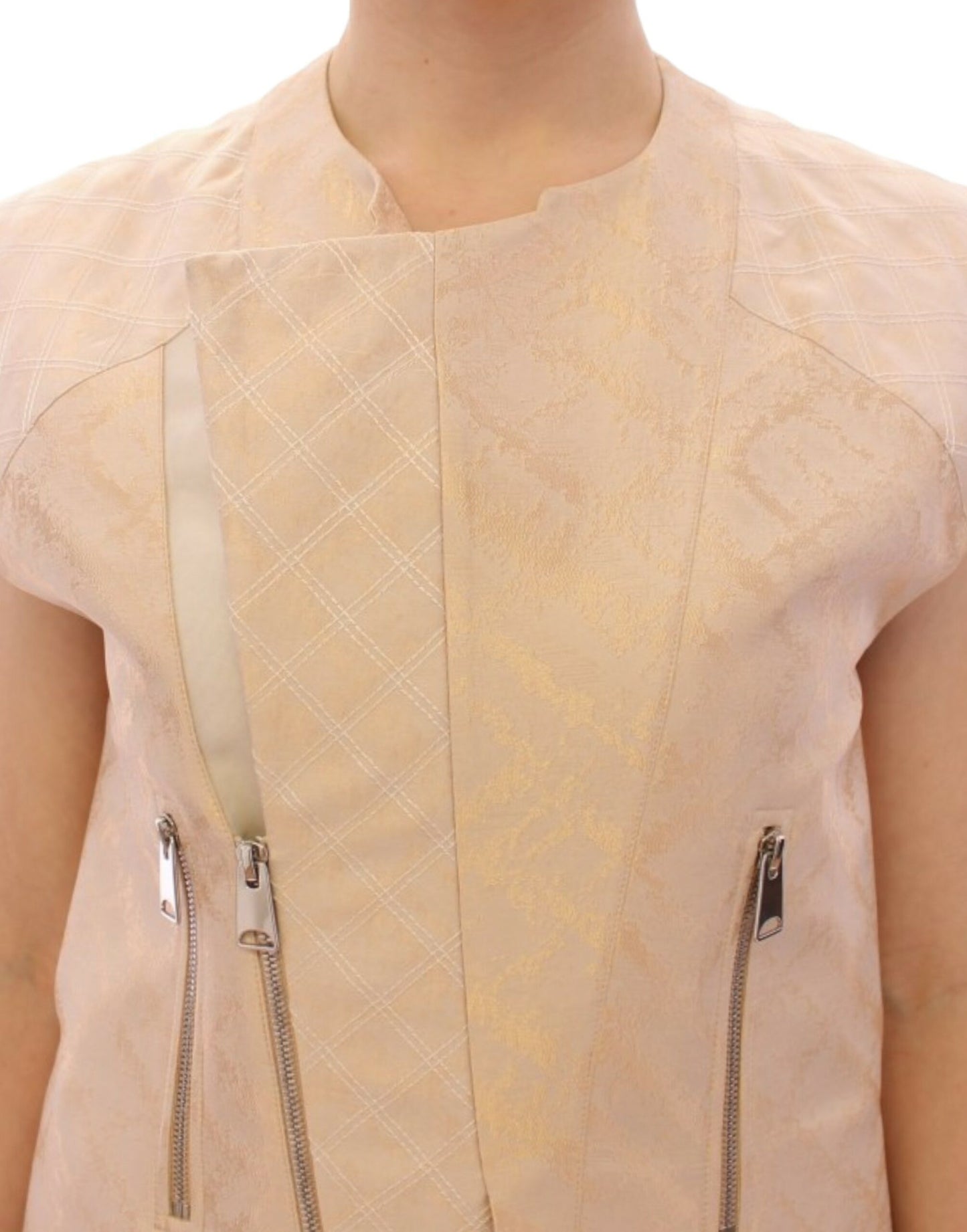 Zeyneptosun Beige Brocade Sleeveless 재킷