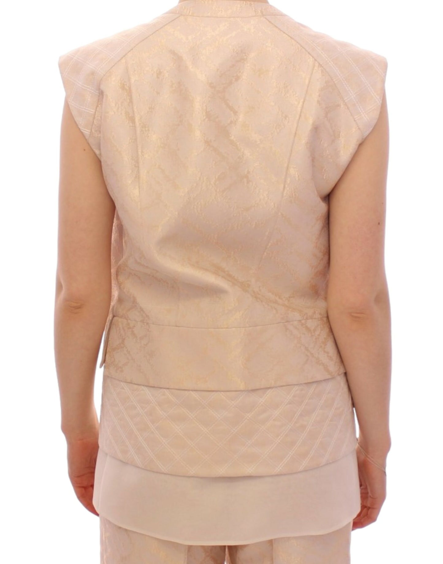 Zeyneptosun Beige Brocade Sleeveless 재킷