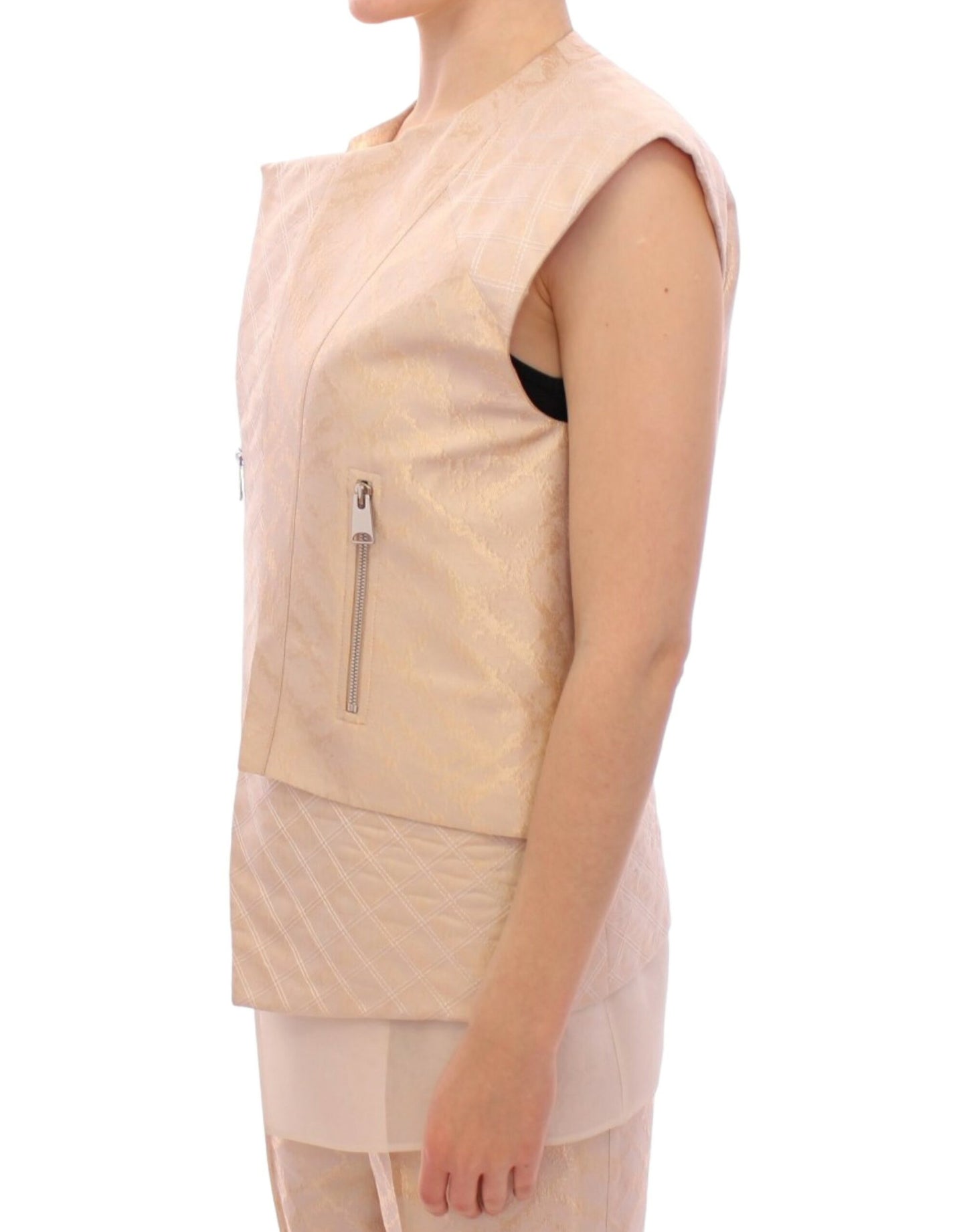 Zeyneptosun Beige Brocade Sleeveless 재킷