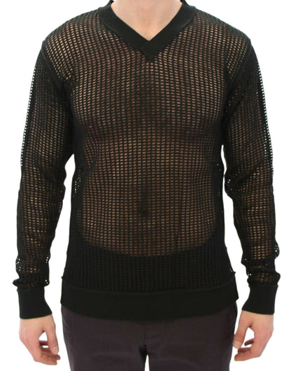 Dolce & Gabbana Dark Green Runway Netz Pullover Net Sweater