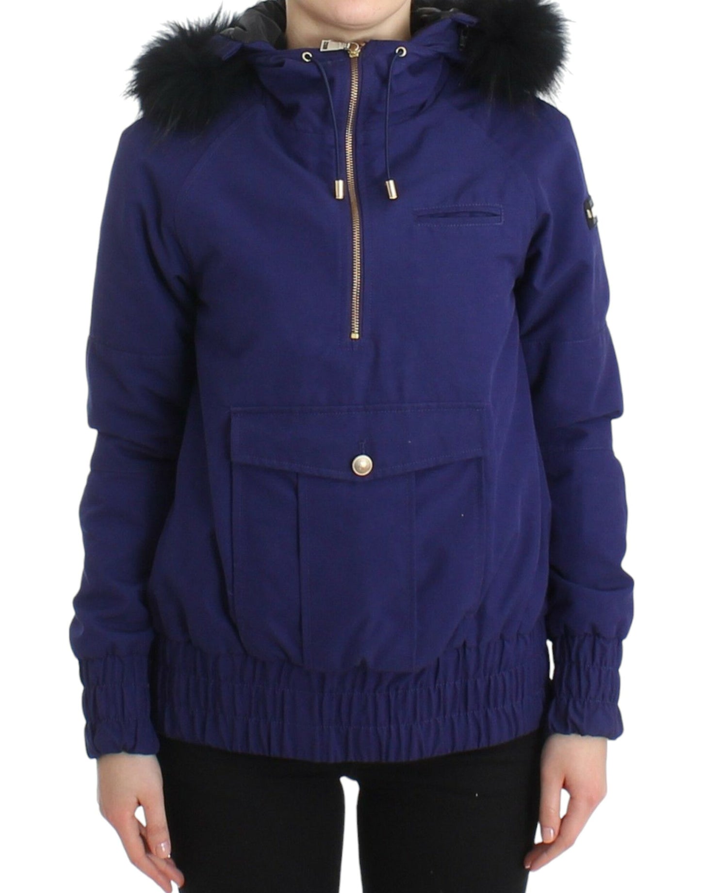 GF Ferre Blaue wattierte Jacke mit Kapuze, kurz, K-Way