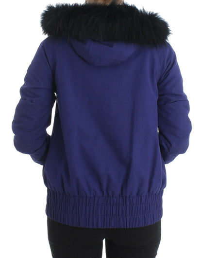 GF Ferre Blaue wattierte Jacke mit Kapuze, kurz, K-Way