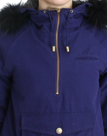 GF Ferre Blaue wattierte Jacke mit Kapuze, kurz, K-Way