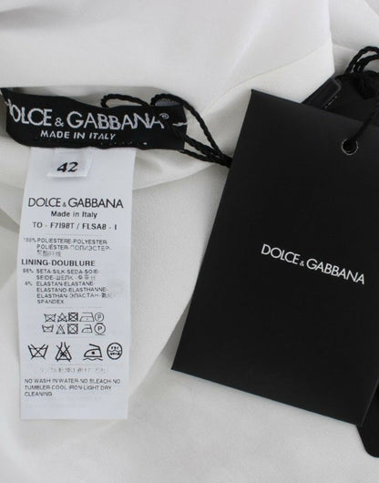 Dolce &amp; Gabbana Silberfarbenes T-Shirt-Oberteil mit Rundhalsausschnitt und Paillettenbesatz