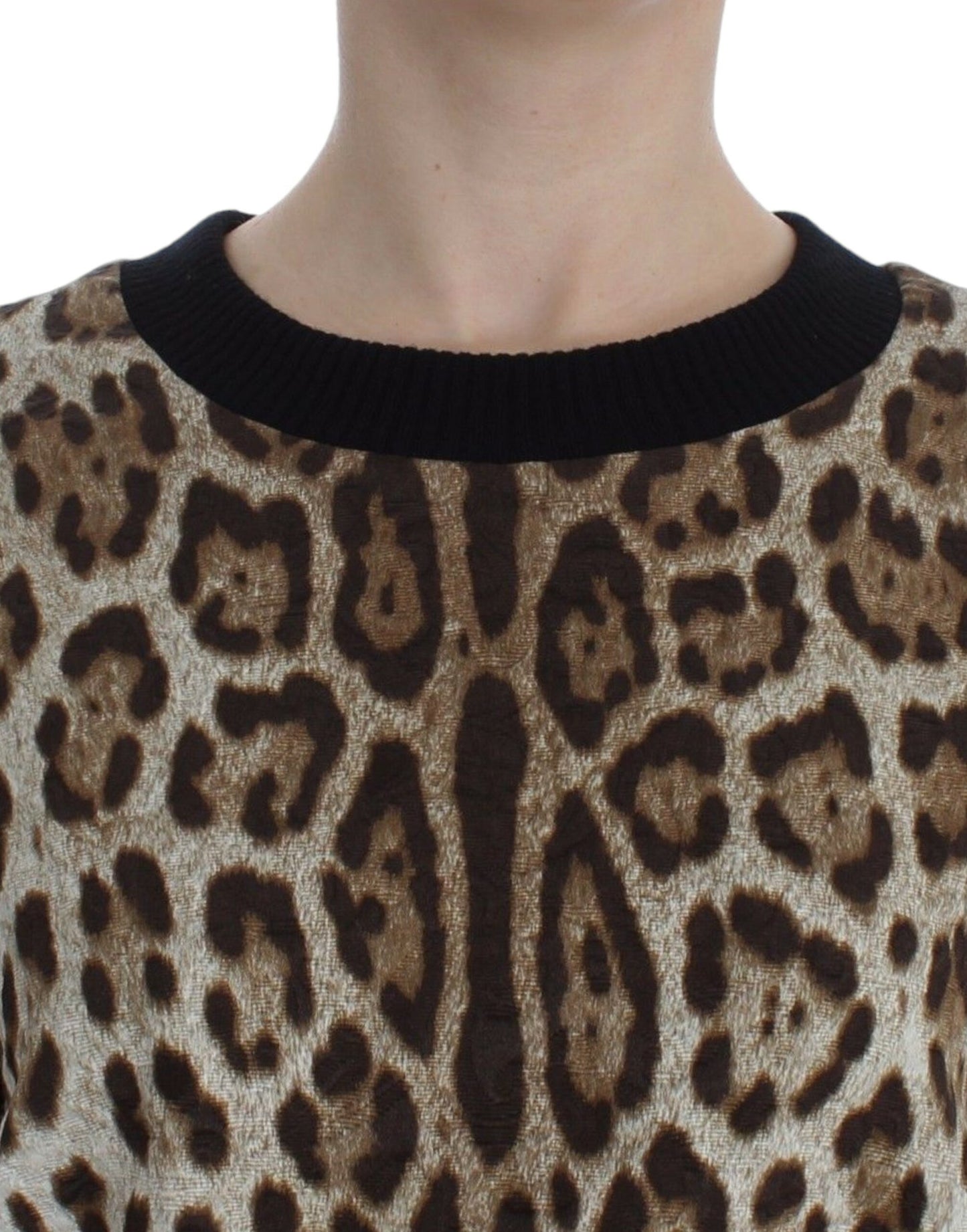 Dolce &amp; Gabbana Kurzpullover mit Leopardenmuster und Rundhalsausschnitt