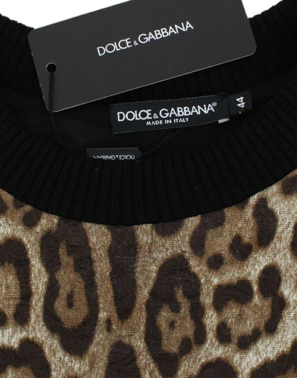 Dolce &amp; Gabbana Kurzpullover mit Leopardenmuster und Rundhalsausschnitt