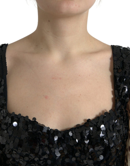 Dolce & Gabbana Elegant Leopard Sequin Tiered Dress