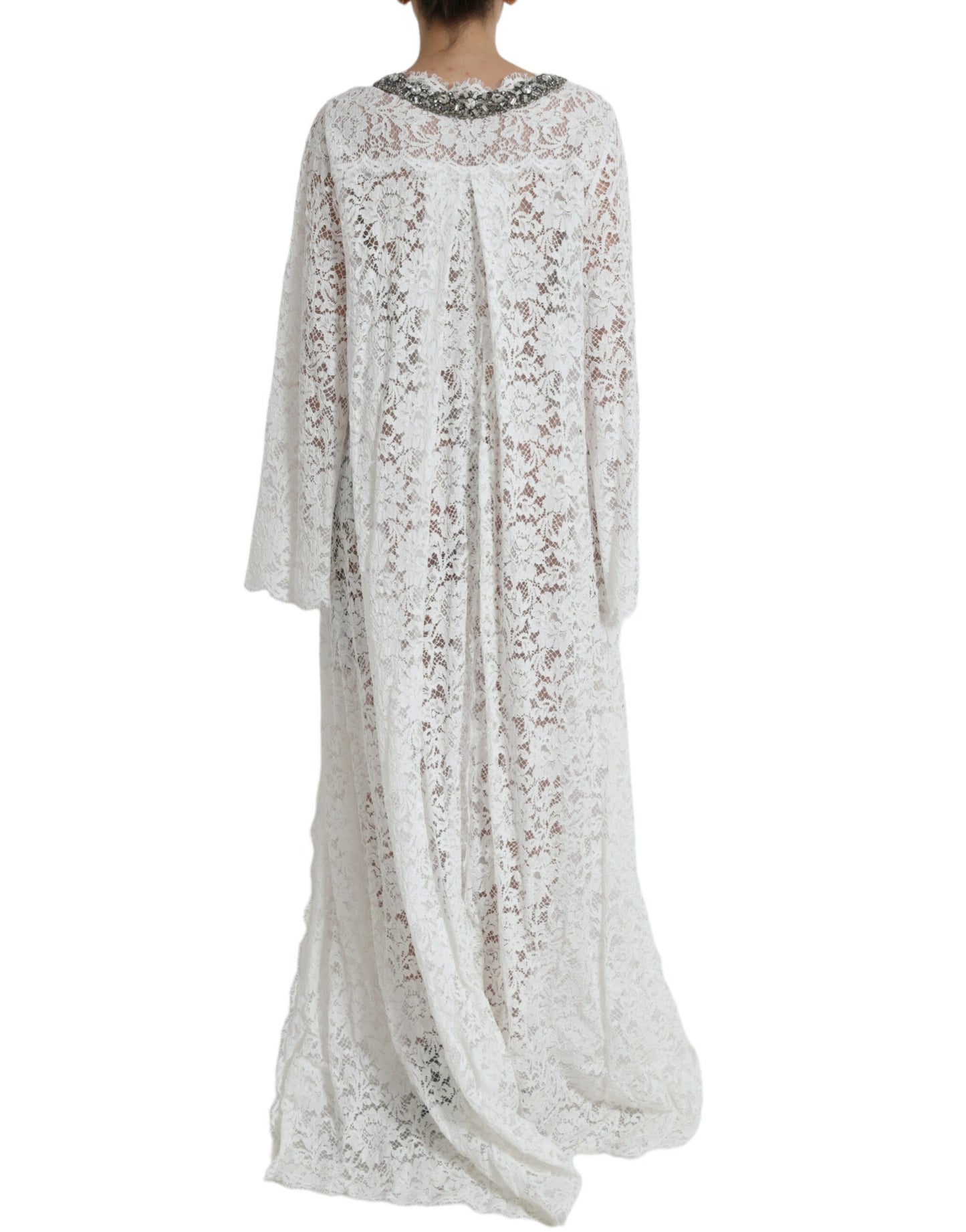 Dolce & Gabbana Elegant White Shift Dress with Crystal Embellishment