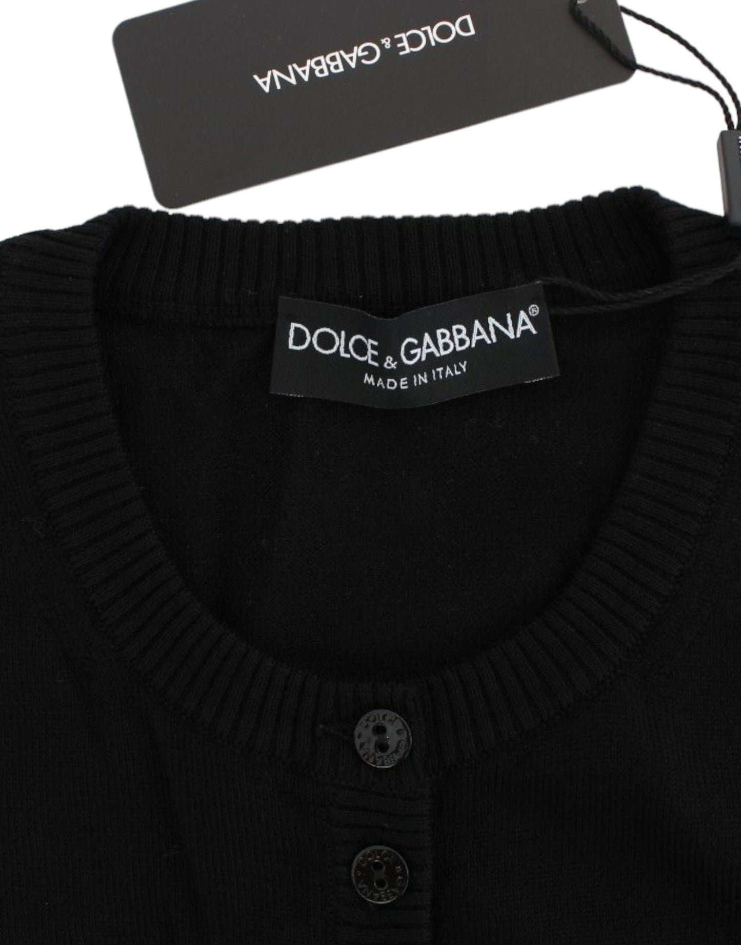 Dolce &amp; Gabbana Strickjacke mit Knöpfen aus schwarzer Wolle