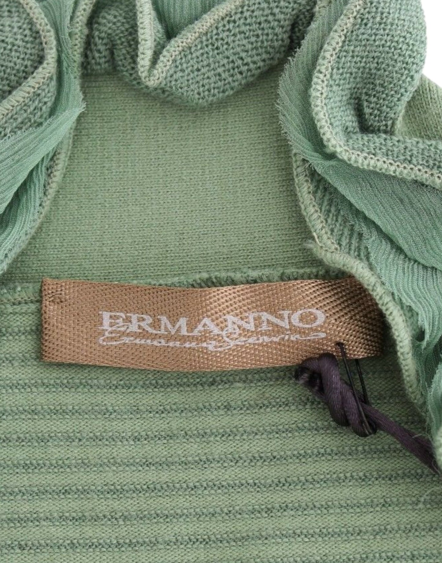 Ermanno Scervino Green Wool Blend 줄무늬 긴 소매 스웨터