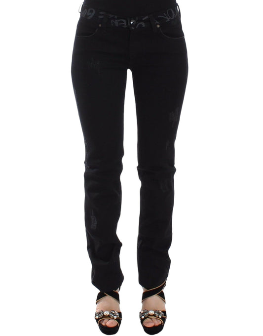 Ermanno Scervino Schwarze Slim Jeans Denim Hose Skinny Stretch