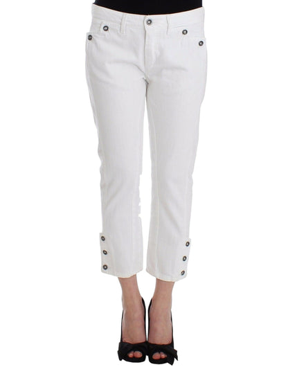 Ermanno Scervino White Crped Jeans Denim 바지 브랜드 카프리