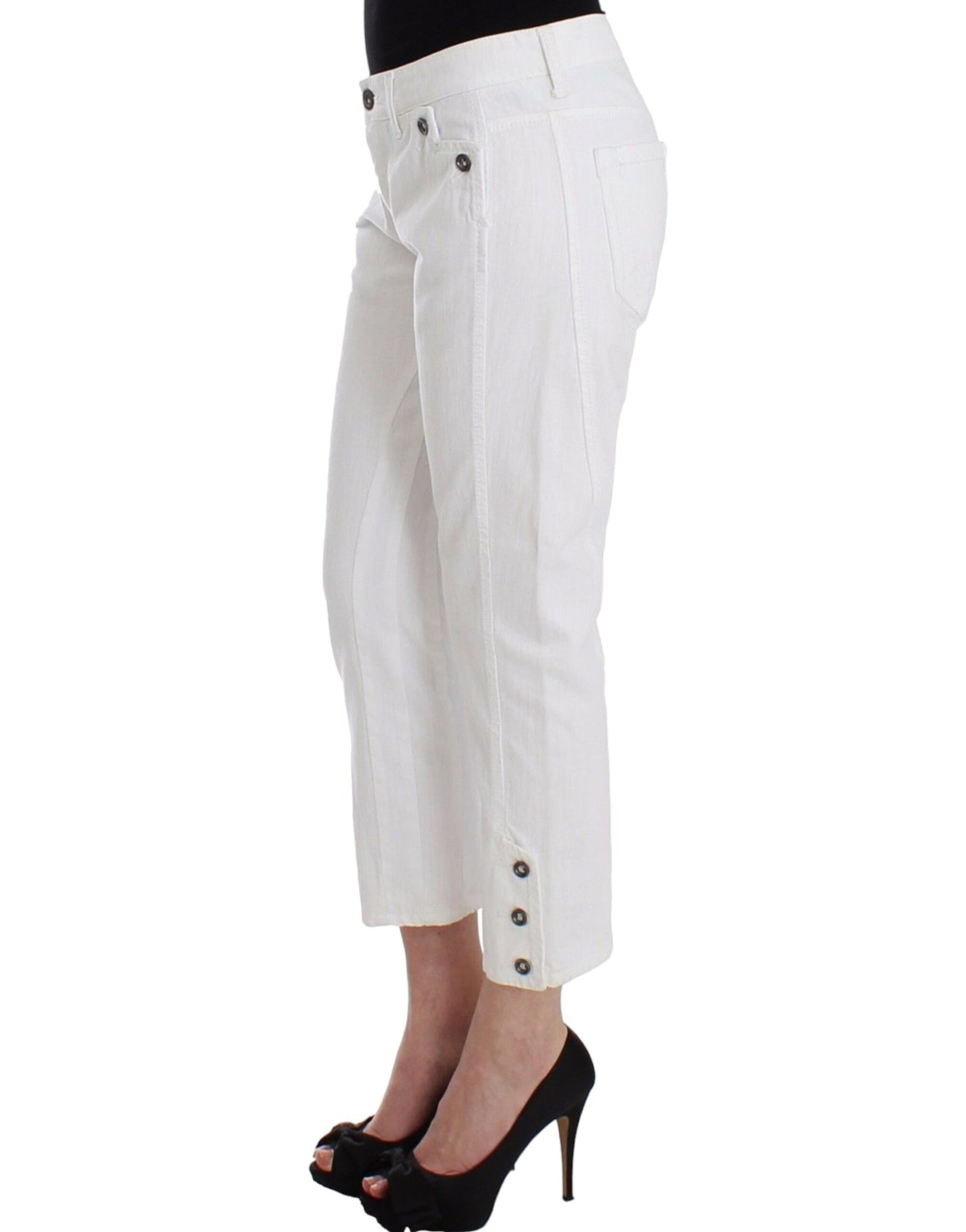 Ermanno Scervino White Crped Jeans Denim 바지 브랜드 카프리