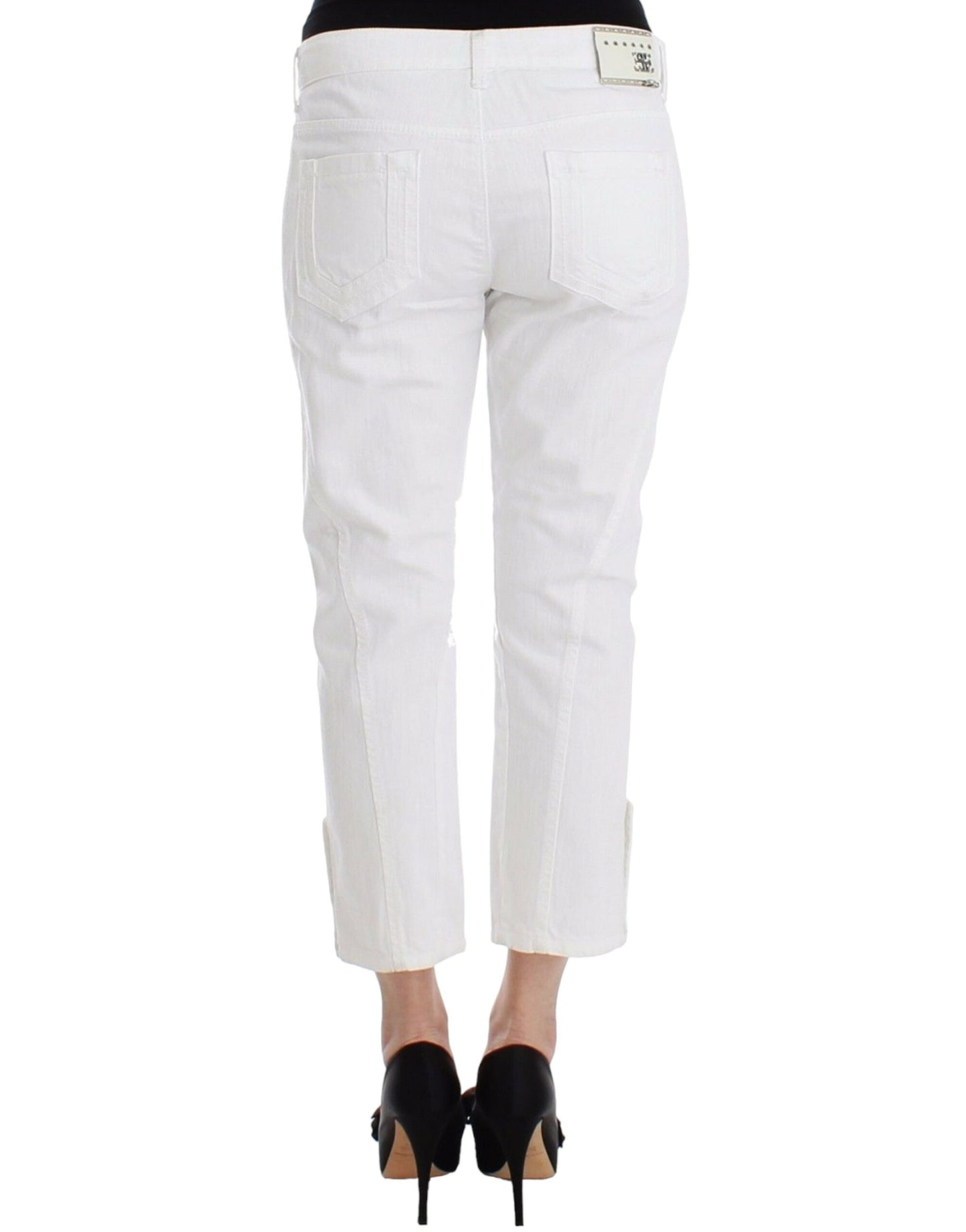 Ermanno Scervino White Crped Jeans Denim 바지 브랜드 카프리