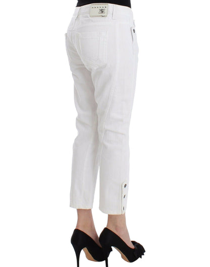 Ermanno Scervino White Crped Jeans Denim 바지 브랜드 카프리