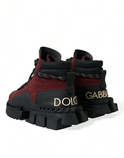 Dolce & Gabbana Burgundy Leather High Top Sneakers