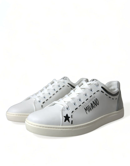 Dolce & Gabbana Elegant White Calfskin Leather Sneakers