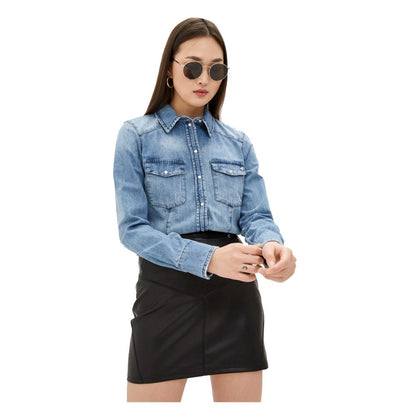 Patrizia Pepe Chic Light Blue Denim Shirt