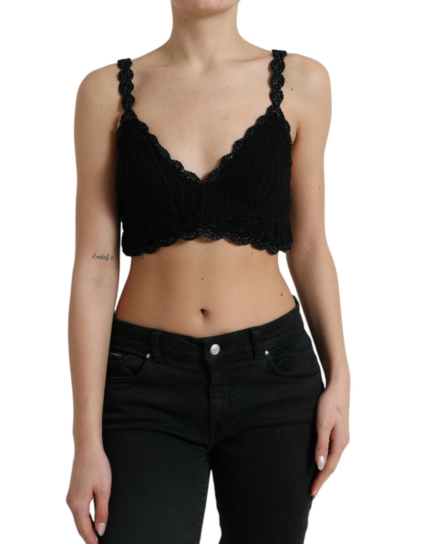 Dolce & Gabbana Elegant Black Crochet Corset Top