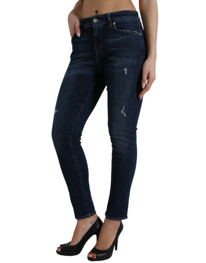 Dolce & Gabbana Elegant Dark Blue Mid Waist Stretch Jeans