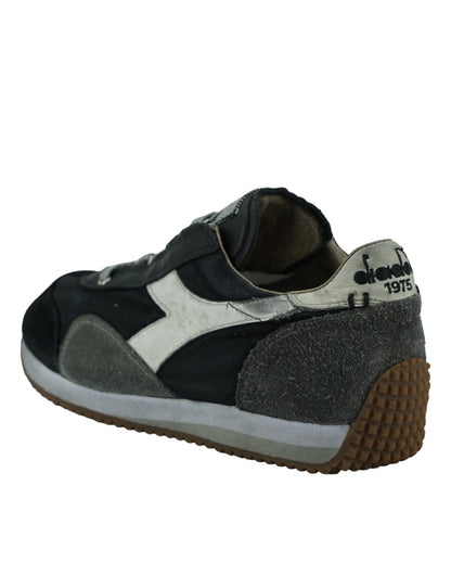 Diadora Black and Gray Equipe H Dirty Stone Wash Evo Sneakers