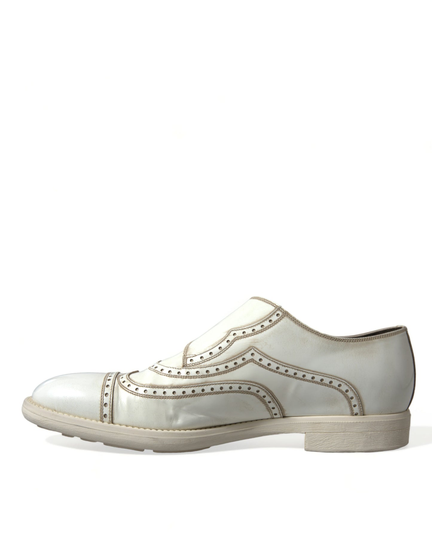 Dolce & Gabbana Elegant White Leather Derby Dress Shoes