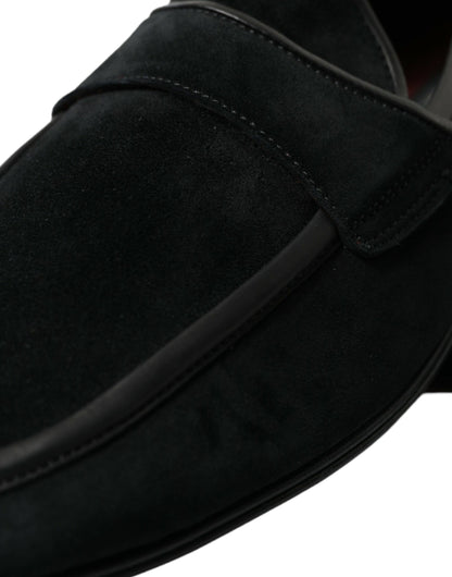 Dolce & Gabbana Elegant Velvet Black Loafers for Men