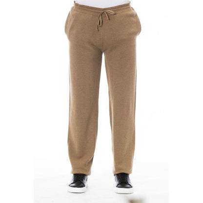 Alpha Studio Beige Wool Men Pant