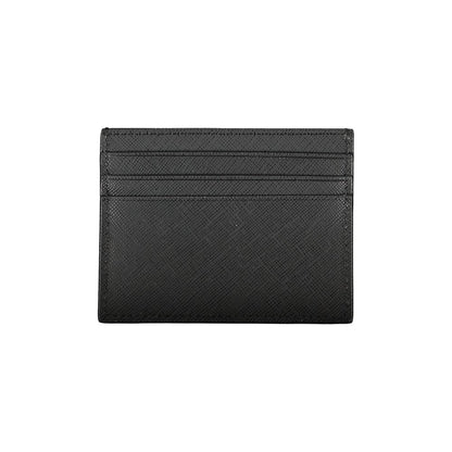 Tommy Hilfiger Sleek Black Leather Card Holder with Contrast Details