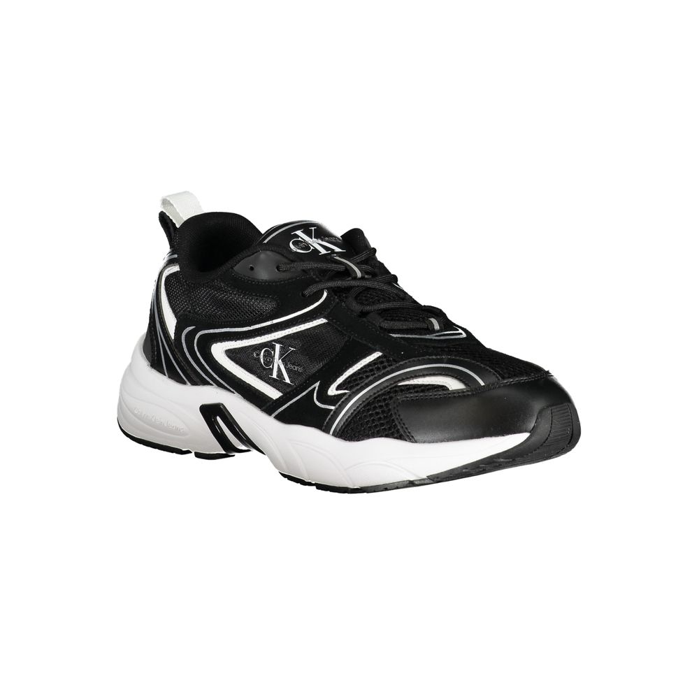 Calvin Klein Sleek Black Lace-Up Sneakers with Contrast Details