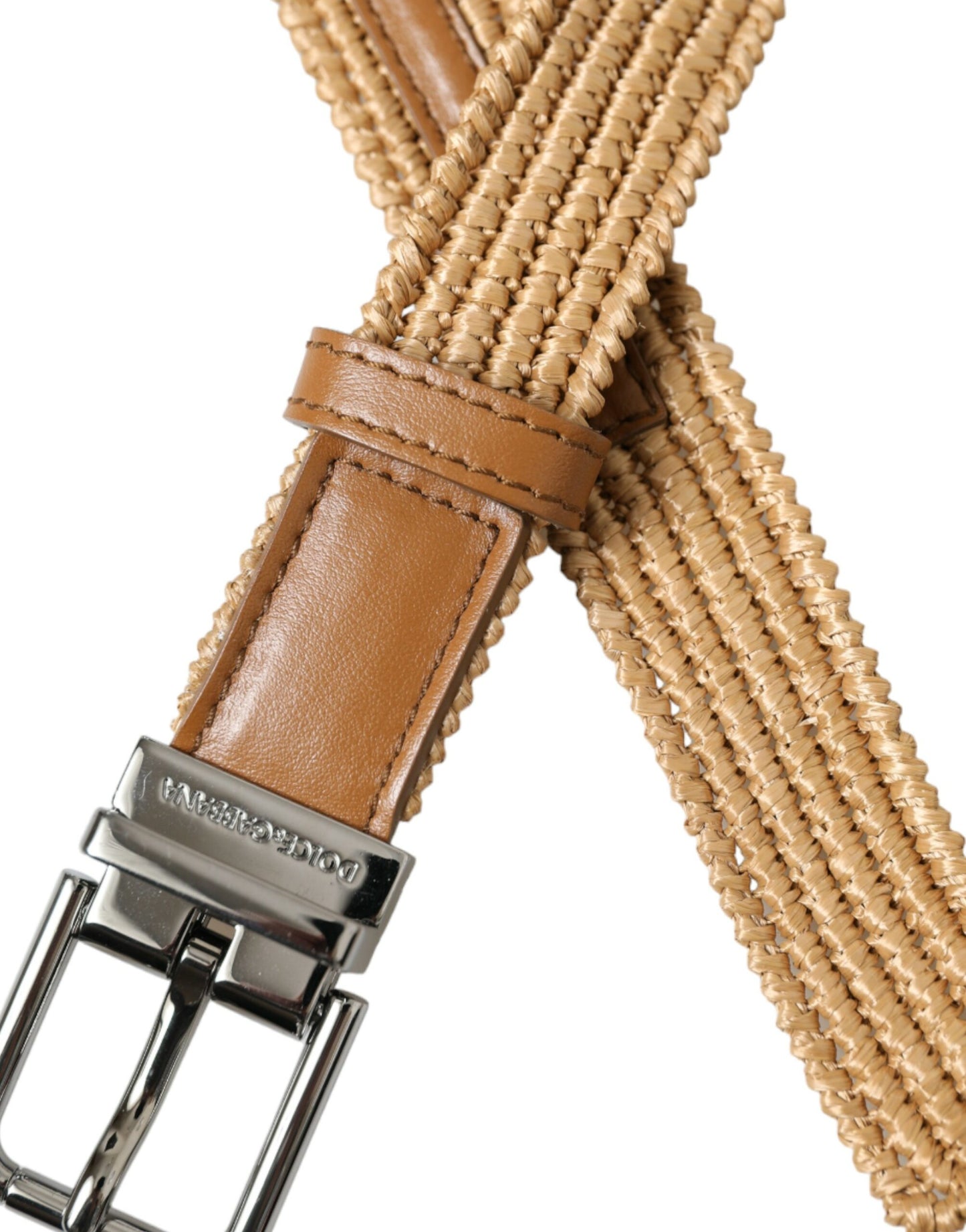 Dolce & Gabbana Elegant Beige Woven Leather Belt