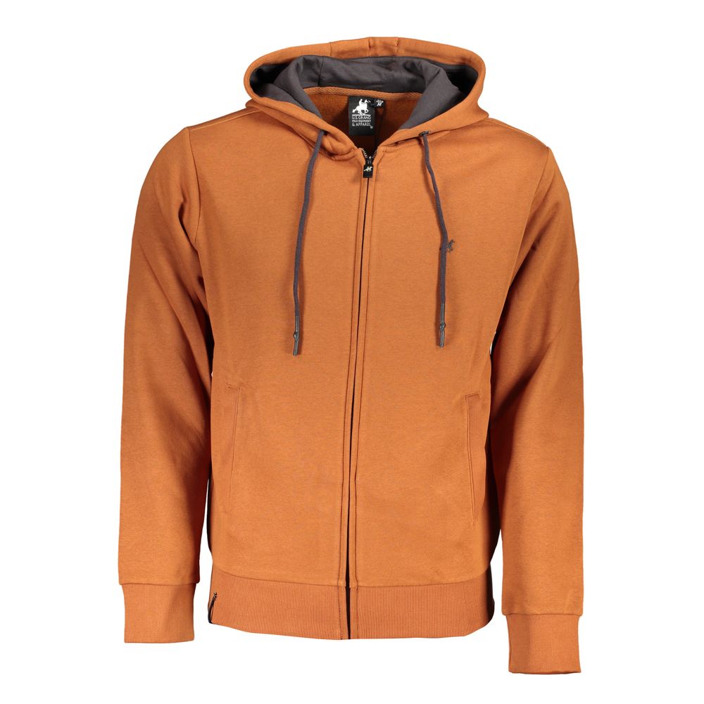 U.S. Grand Polo Classic Hooded Zip Sweatshirt in Brown