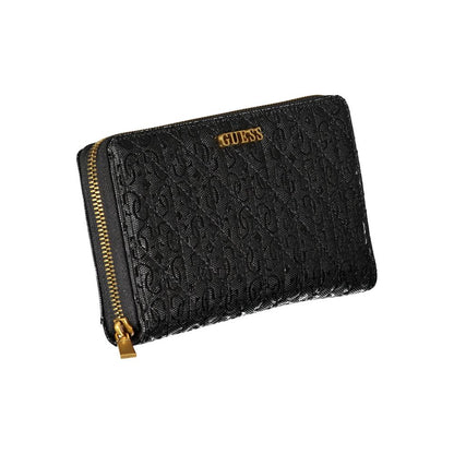 Guess Jeans Elegant Black Polyethylene Wallet with Zip Closure