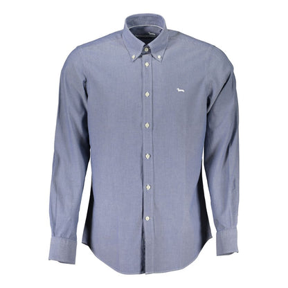 Harmont & Blaine Elegant Blue Button-Down Organic Cotton Shirt