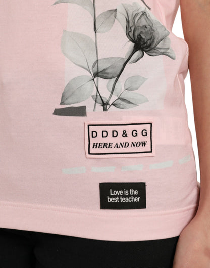 Dolce & Gabbana Chic Pink Floral Cotton Tee