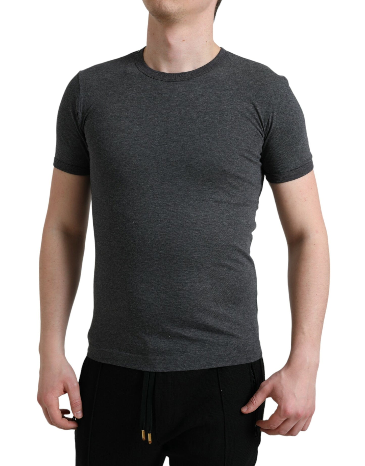 Dolce & Gabbana Elegant Dark Gray Crew Neck Tee