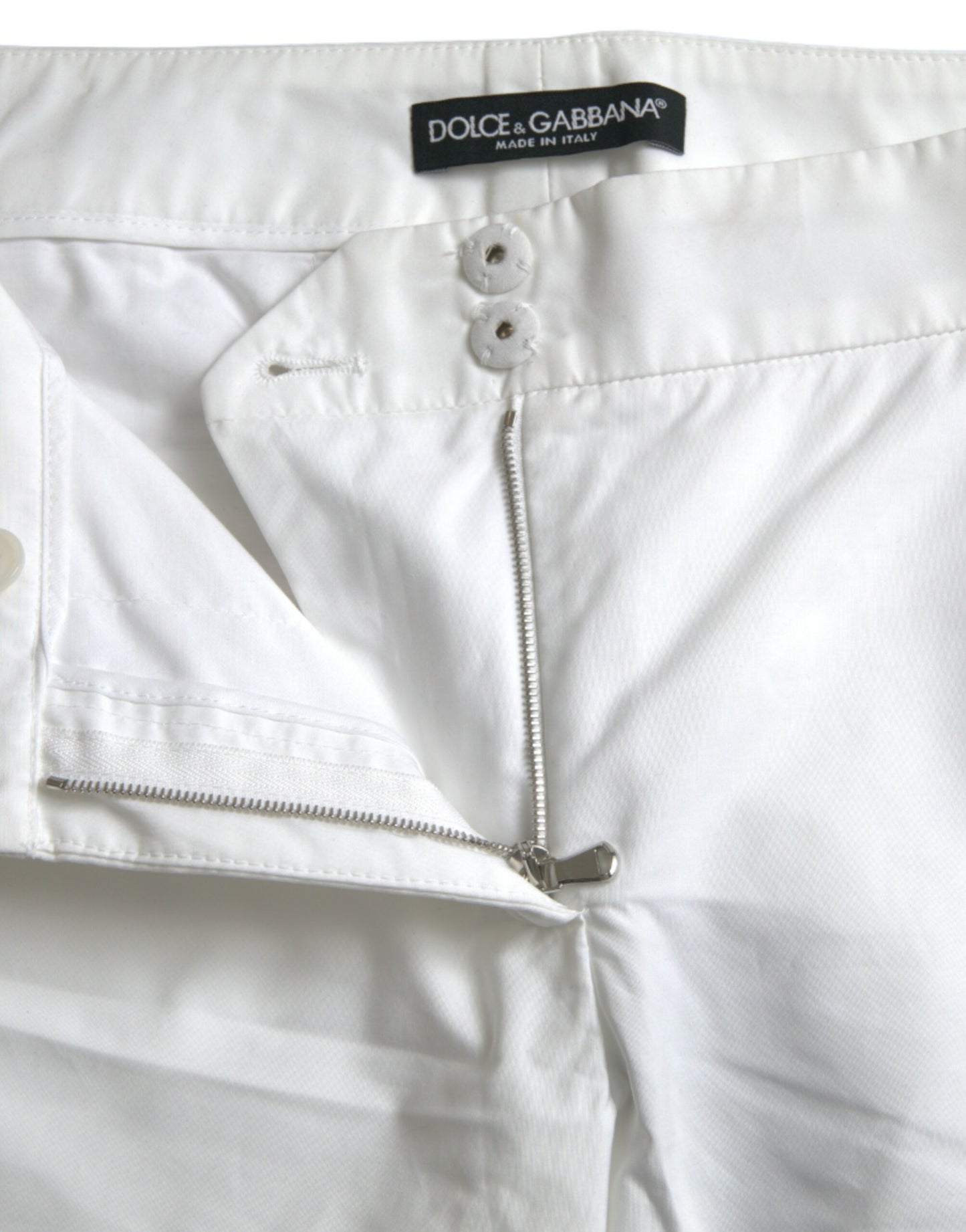 Dolce & Gabbana Elegant White Tapered Mid Waist Pants