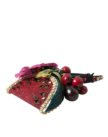 Dolce & Gabbana Red Watermelon Cherry Crystal Hairband Statement Diadem