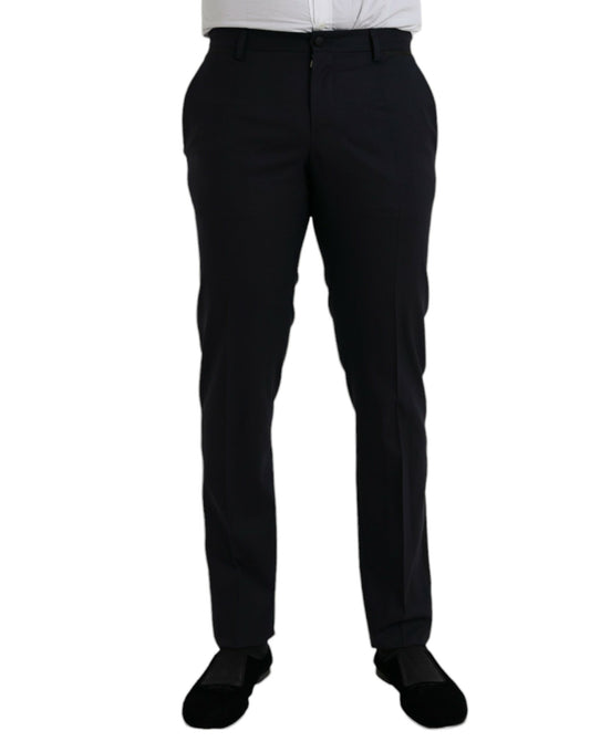 Dolce & Gabbana Dark Blue Wool Slim Fit Formal Pants