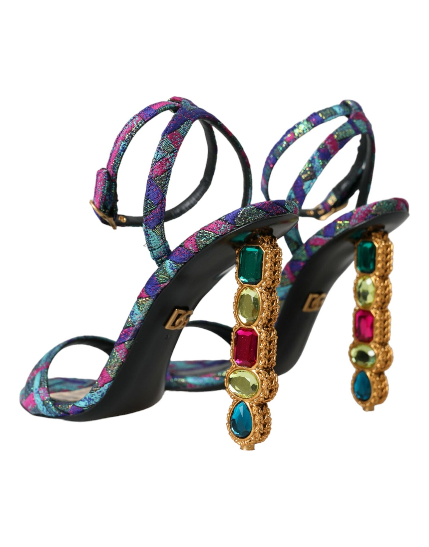 Dolce & Gabbana Multicolor Jacquard Crystals Sandals Shoes